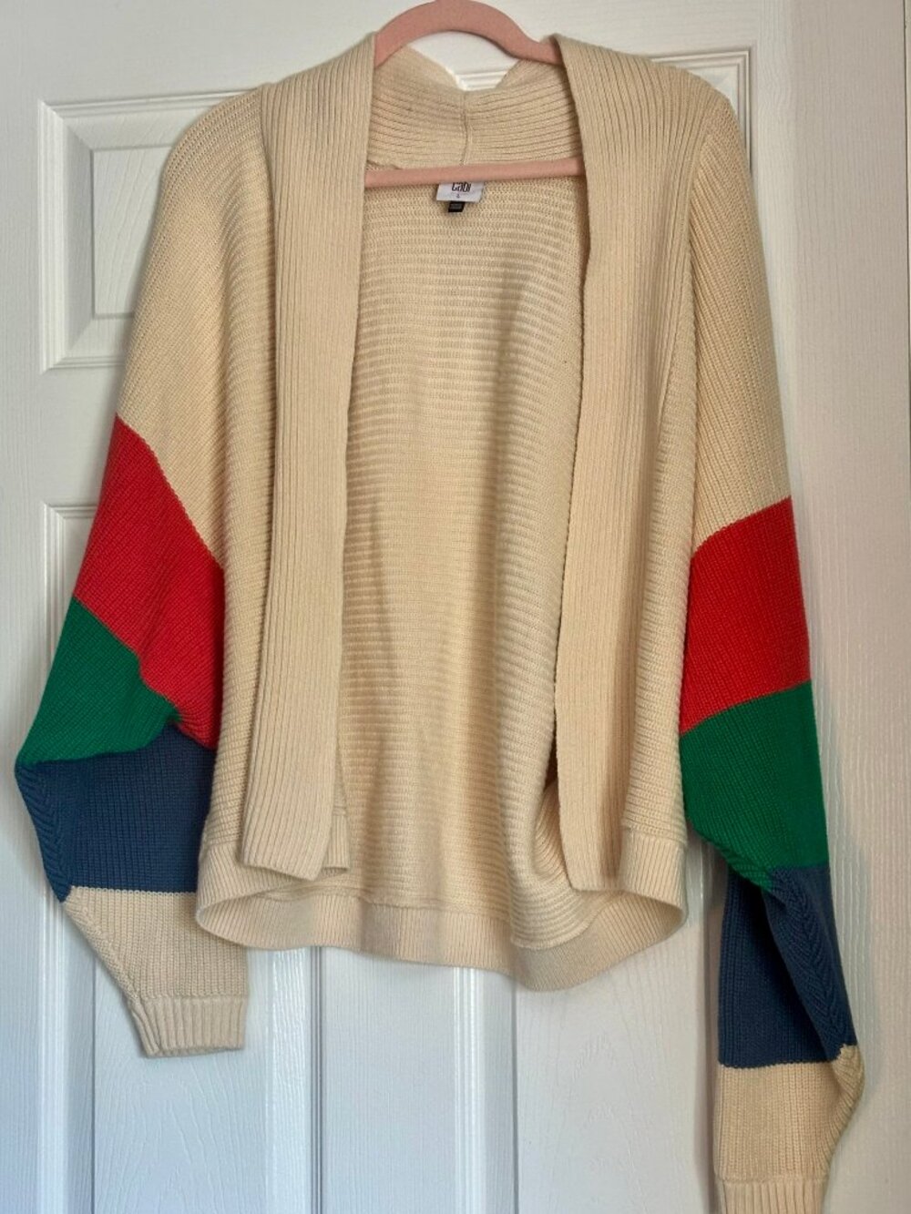 CAbi Trio Sophia Rainbow Striped Cotton Cardigan - Size L
